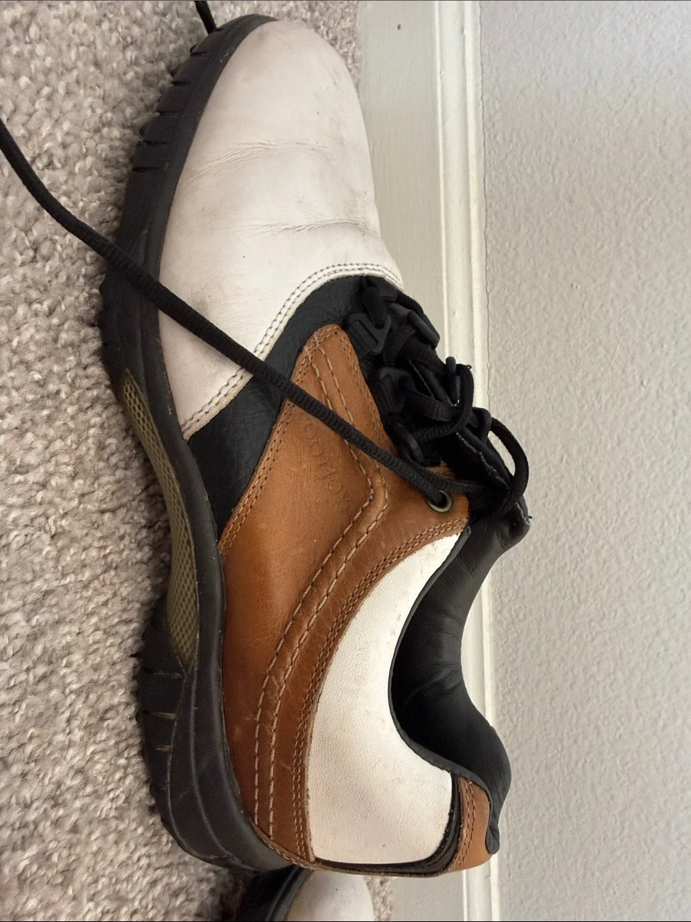 FootJoy Brown, White and Black Leather Golf Oxfords